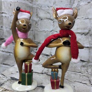 Allen Roth Christmas Resin Ceramic Dancing Reindeer Christmas Gifts Appx 9" Tall